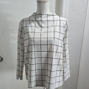 MELLODAY Black and White Checkered Blouse